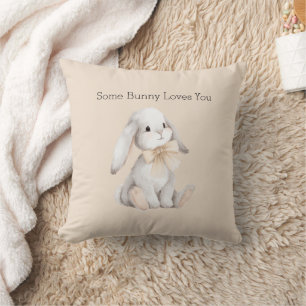 Peach Bow Some Bunny Loves You Cushion