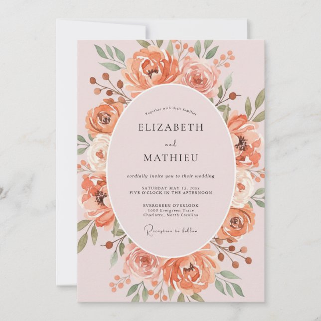 Peach Breathtaking Spring Wedding Invitation (Front)