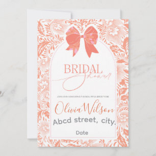 Peach bridal shower invitation