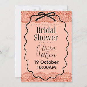 Peach bridal shower invitation