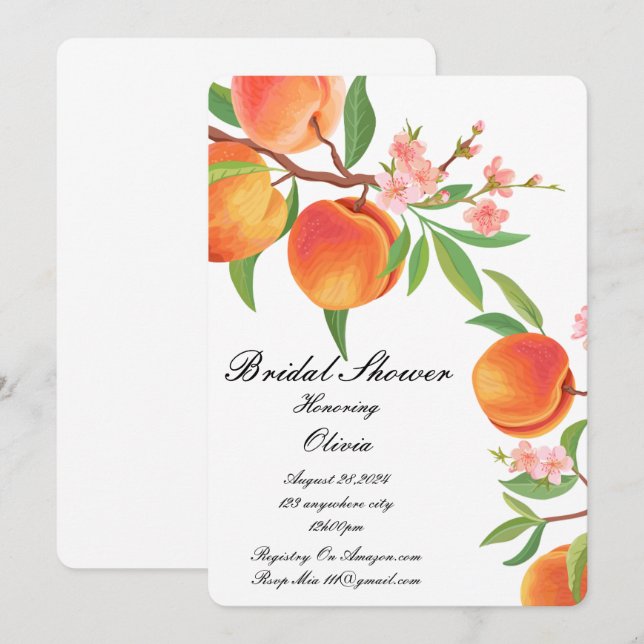 PEACH BRIDAL SHOWER INVITATION (Front/Back)