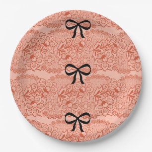Peach bridal shower paper plate