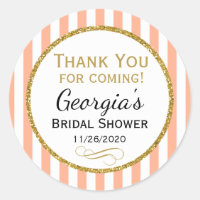 Peach Bridal Shower Thank You For Coming Favour Ta