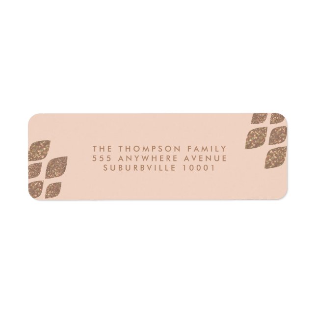 Peach & Bronze Glitter Return Address Labels (Front)