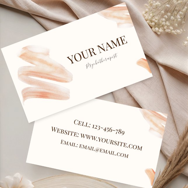 Peach Brush Stroke Modern Business Card (Creator Uploaded)