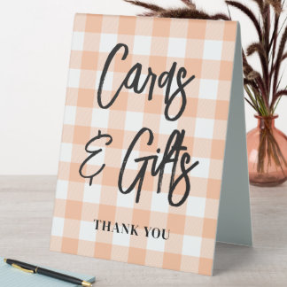 Peach Buffalo Plaid Brush Script Cards & Gifts