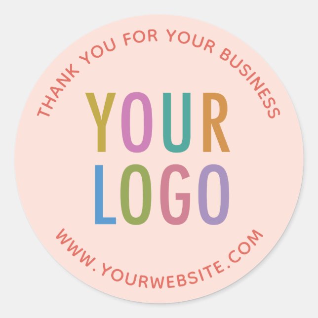 Peach Business Thank You Stickers Custom Logo (Front)
