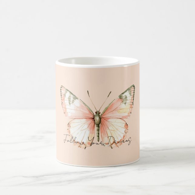 Peach Butterfly Coffee Mug (Center)
