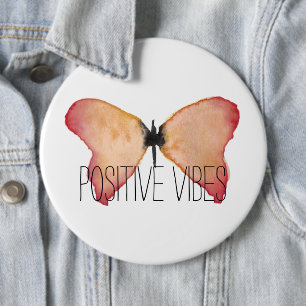 Peach butterfly with personalised 6 cm round badge