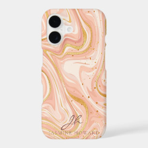 Peach Cake Marble Gold Glitter Customisable