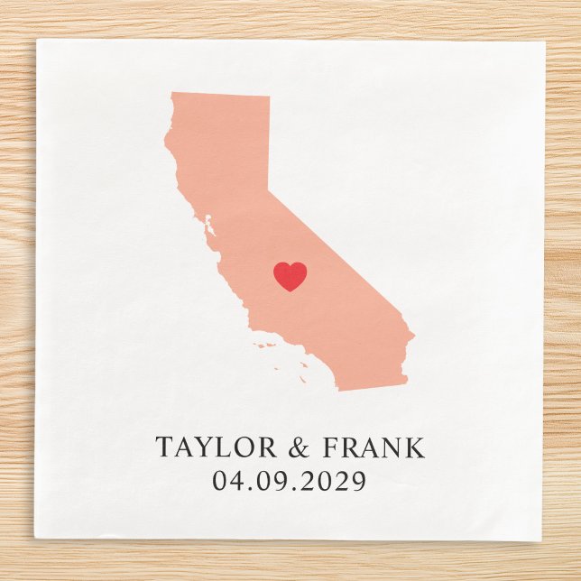 Peach California Wedding Napkin (Peach California Wedding Paper Dinner Napkins)