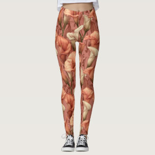 Peach Cardio Calla lilies Sparkle Birthday Gift  Leggings