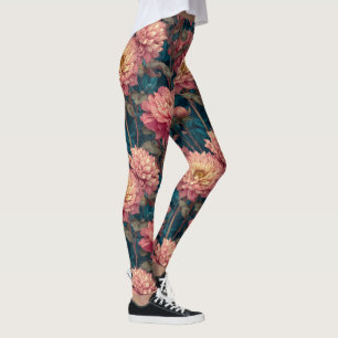 Peach Cardio Dahlias Charm Mother's Day Gift Idea Leggings