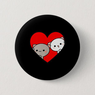 Peach Cartoon Love Goma Cat Valentine’s Day Heart  6 Cm Round Badge