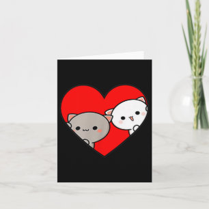 Peach Cartoon Love Goma Cat Valentine’s Day Heart Card