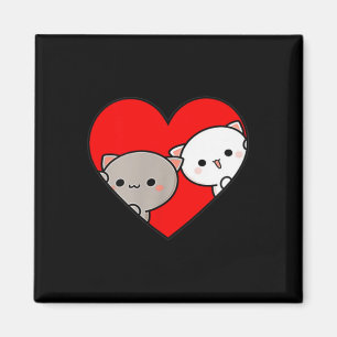 Peach Cartoon Love Goma Cat Valentine’s Day Heart Magnet