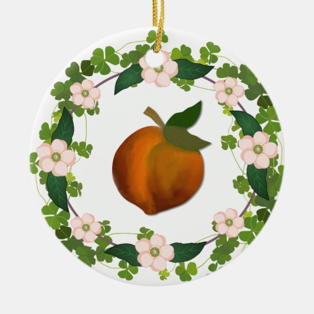 Peach Ceramic Ornament (Front)