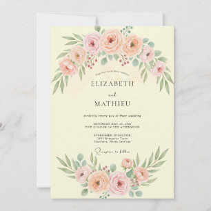 Peach Champagne Blossom Wedding Invitation