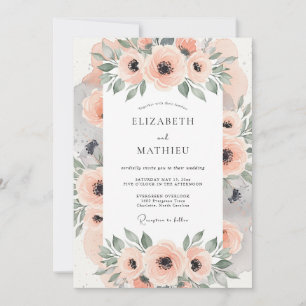 Peach Charming Botanical Wedding Invitation
