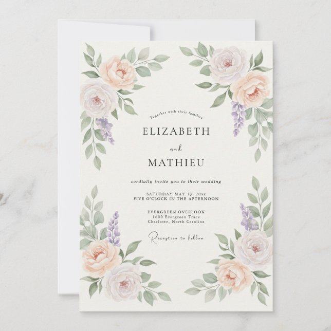 Peach Charming Spring Wedding Invitation (Front)