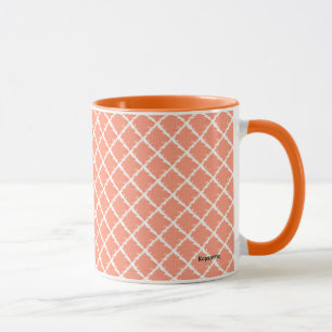 Peach Check Pattern Mug