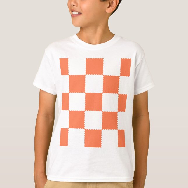 Peach Chequerboard T-Shirt (Front)