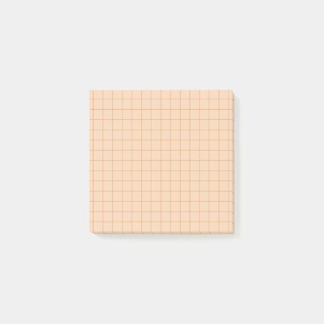 Peach Chequered Grid Pattern Aesthetic Office  Post-it Notes (Front)