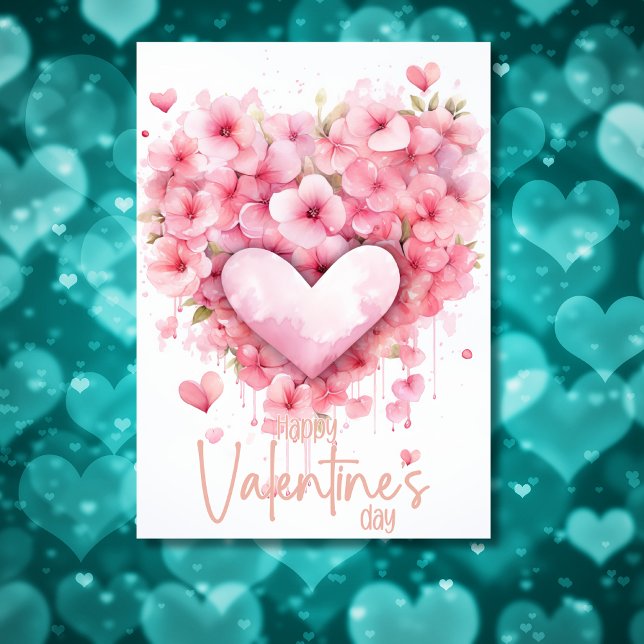 Peach cherry blossom heart Happy Valentines Day Holiday Card (Creator Uploaded)