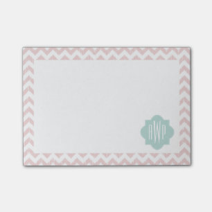 Peach Chevron Ikat Monogrammed Post It Notes