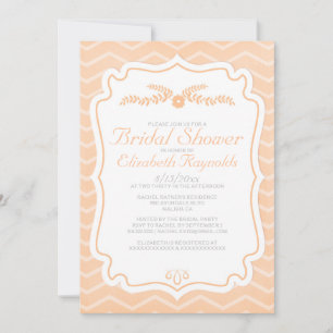 Peach Chevron Stripes Bridal Shower Invitations