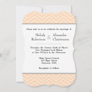 Peach Chevron Wedding Invitations