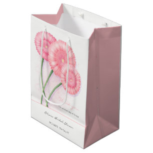 Peach Chrysanthemum Bridal Shower Medium Gift Bag