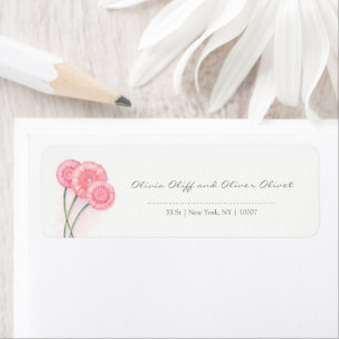 Peach Chrysanthemum Return Address Label
