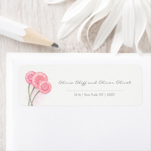 Peach Chrysanthemum Return Address Label (Insitu)
