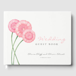 Peach Chrysanthemum Wedding  Guest Book