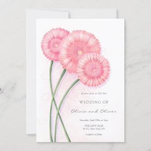 Peach Chrysanthemum Wedding Invitation