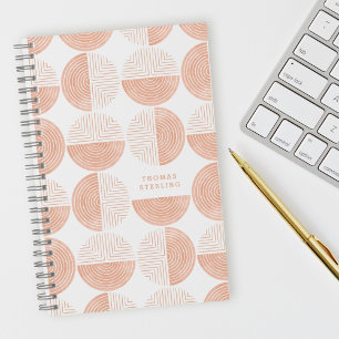Peach Circle Geometric Pattern Spiral Notebook