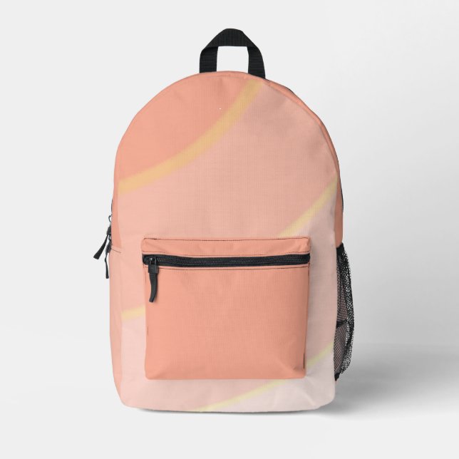Peach Circular Swirls ombre  Printed Backpack (Front)