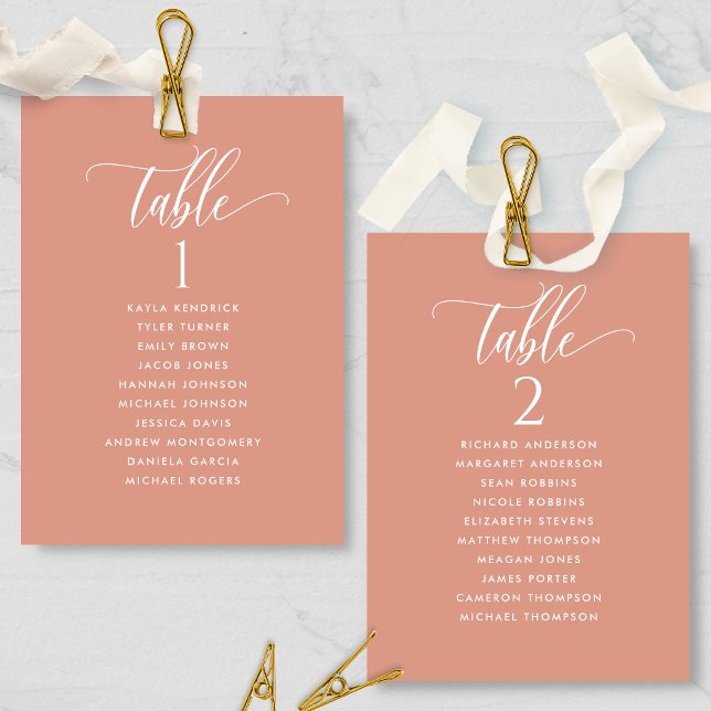 Peach Clay, Seating Plan Cards with Guest Names (Creator Uploaded)