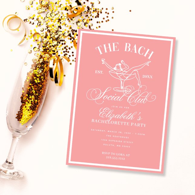 Peach Cocktail Social Club Bachelorette Party Invitation (Creator Uploaded)