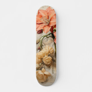 Peach Color Daffodil Vintage Inspired Skateboard