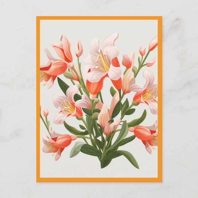 PEACH COLORED FLOWERS #1 POSTCARD (Front)