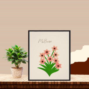 Peach colour flowers poster
