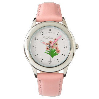 Peach colour flowers watch