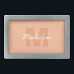 Peach colour of 2024 with custom Monogram name Belt Buckle<br><div class="desc">Trendy peach colour of 2024 with Monogram name. Create a unique and personalised gift with a custom touch! Select a font and colour scheme that suits your style,  arrange everything in a visually appealing way using editing tool.</div>