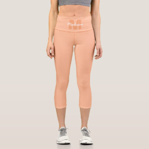 Peach colour of 2024 with custom Monogram name Capri Leggings