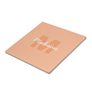 Peach colour of 2024 with custom Monogram name Ceramic Tile