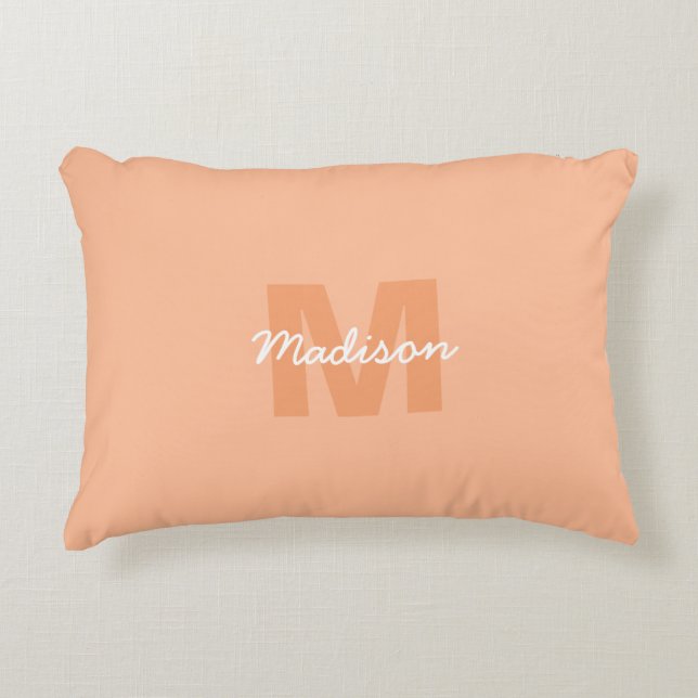 Peach colour of 2024 with custom Monogram name Decorative Cushion (Front)