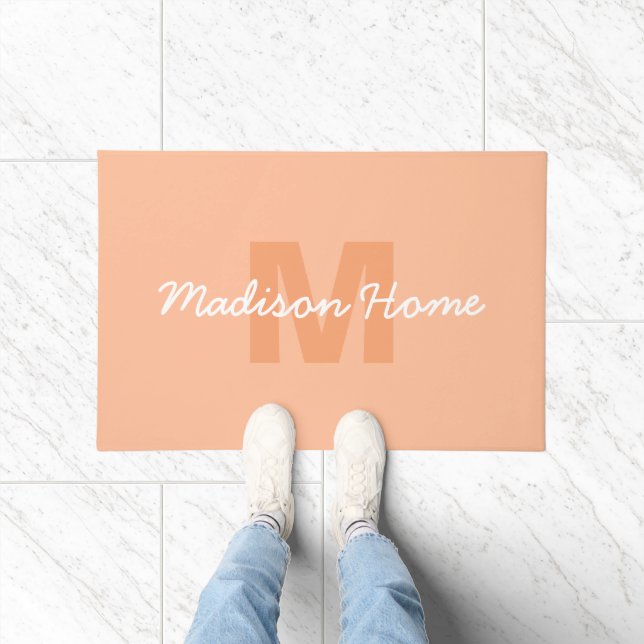 Peach colour of 2024 with custom Monogram name Doormat (Indoor)