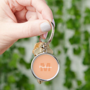 Peach colour of 2024 with custom Monogram name Key Ring